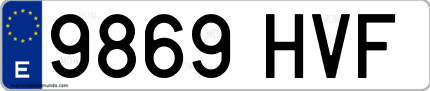 Ejemplo de matrícula de coche ordinaria 9869 HVF