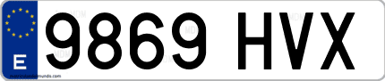 Ejemplo de matrícula de coche ordinaria 9869 HVX