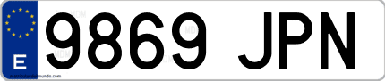 Ejemplo de matrícula de coche ordinaria 9869 JPN