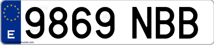 Ejemplo de matrícula de coche ordinaria 9869 NBB