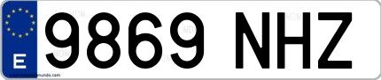 Ejemplo de matrícula española 9869 NHZ