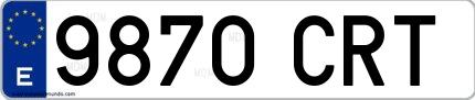 Ejemplo de matrícula española 9870 CRT