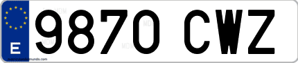 Ejemplo de matrícula de coche ordinaria 9870 CWZ