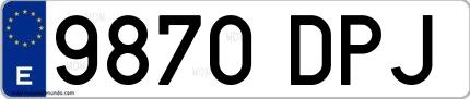 Ejemplo de matrícula española 9870 DPJ