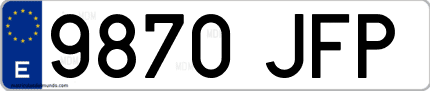 Ejemplo de matrícula de coche ordinaria 9870 JFP