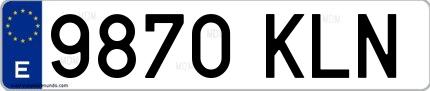 Ejemplo de matrícula española 9870 KLN
