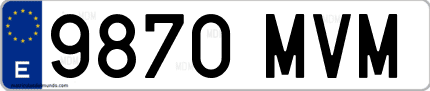 Ejemplo de matrícula de coche ordinaria 9870 MVM
