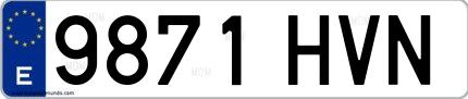 Ejemplo de matrícula española 9871 HVN