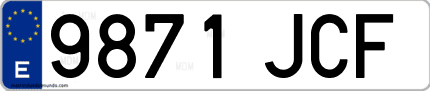 Ejemplo de matrícula de coche ordinaria 9871 JCF
