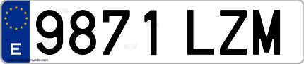 Ejemplo de matrícula de coche ordinaria 9871 LZM