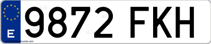 Ejemplo de matrícula de coche ordinaria 9872 FKH