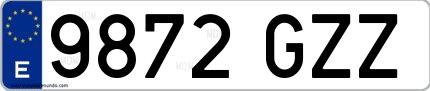 Ejemplo de matrícula española 9872 GZZ