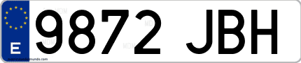 Ejemplo de matrícula de coche ordinaria 9872 JBH