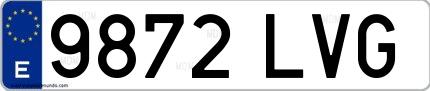 Ejemplo de matrícula española 9872 LVG