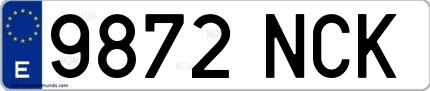 Ejemplo de matrícula española 9872 NCK