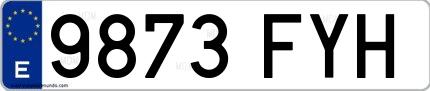 Ejemplo de matrícula española 9873 FYH