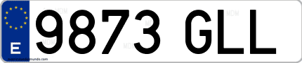 Ejemplo de matrícula de coche ordinaria 9873 GLL