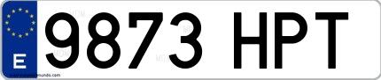 Ejemplo de matrícula española 9873 HPT