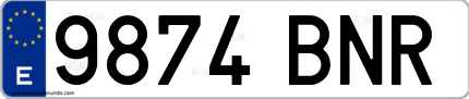 Ejemplo de matrícula de coche ordinaria 9874 BNR