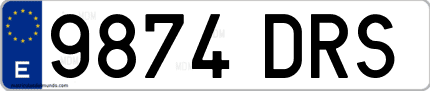 Ejemplo de matrícula de coche ordinaria 9874 DRS