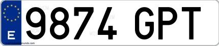 Ejemplo de matrícula española 9874 GPT