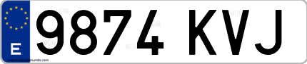 Ejemplo de matrícula de coche ordinaria 9874 KVJ