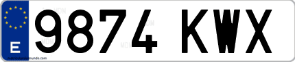 Ejemplo de matrícula de coche ordinaria 9874 KWX
