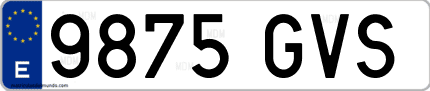 Ejemplo de matrícula de coche ordinaria 9875 GVS