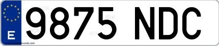 Ejemplo de matrícula española 9875 NDC