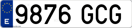 Ejemplo de matrícula de coche ordinaria 9876 GCG