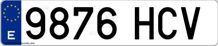 Ejemplo de matrícula española 9876 HCV