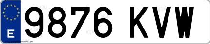 Ejemplo de matrícula española 9876 KVW