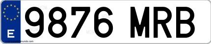 Ejemplo de matrícula española 9876 MRB