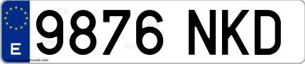 Ejemplo de matrícula española 9876 NKD