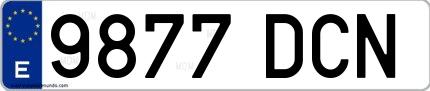 Ejemplo de matrícula española 9877 DCN