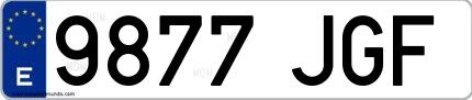 Ejemplo de matrícula española 9877 JGF