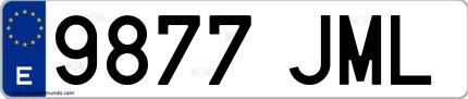 Ejemplo de matrícula española 9877 JML