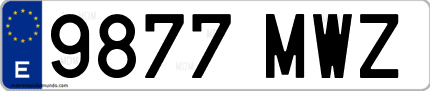 Ejemplo de matrícula de coche ordinaria 9877 MWZ
