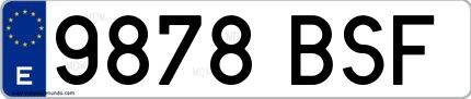 Ejemplo de matrícula española 9878 BSF