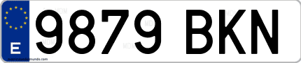 Ejemplo de matrícula de coche ordinaria 9879 BKN