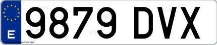 Ejemplo de matrícula española 9879 DVX