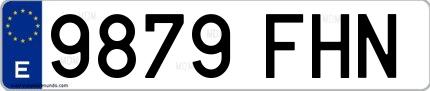 Ejemplo de matrícula española 9879 FHN