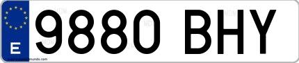Ejemplo de matrícula española 9880 BHY
