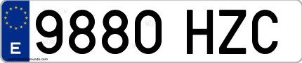 Ejemplo de matrícula de coche ordinaria 9880 HZC