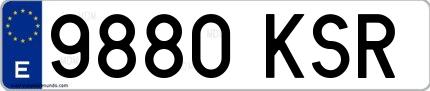 Ejemplo de matrícula española 9880 KSR