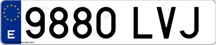 Ejemplo de matrícula española 9880 LVJ