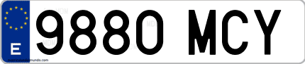 Ejemplo de matrícula de coche ordinaria 9880 MCY