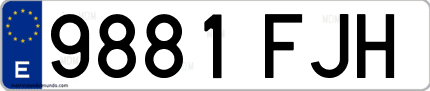 Ejemplo de matrícula de coche ordinaria 9881 FJH
