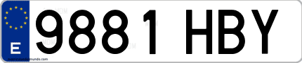 Ejemplo de matrícula de coche ordinaria 9881 HBY