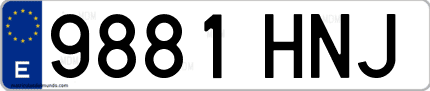 Ejemplo de matrícula de coche ordinaria 9881 HNJ